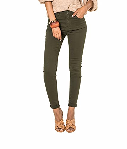 Nina Carter P056 Damen Jeanshosen Skinny Fit Jeans High Waist (Khaki (P056-2), XL, x_l) von Nina Carter