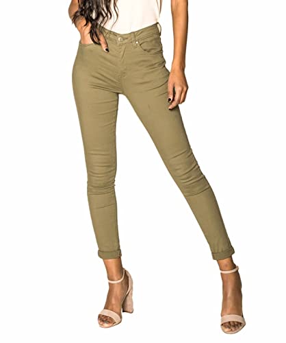 Nina Carter P056 Damen Jeanshosen Skinny Fit Jeans High Waist (Khaki (P109-9), L, l) von Nina Carter