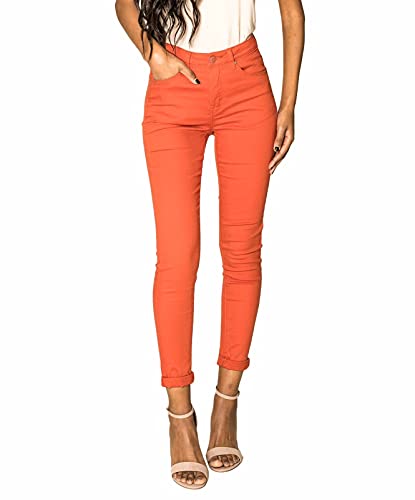 Nina Carter P109 Damen Skinny Fit Jeans High Waist Slim Hose Figurbetonte Stretch Jeanshose (Rostfarben (P109-7), S) von Nina Carter