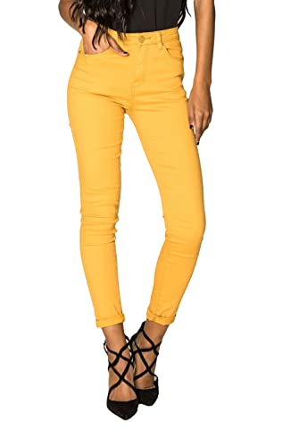 Nina Carter P109 Damen Skinny Fit Jeans High Waist Slim Hose Figurbetonte Stretch Jeanshose (Senfgelb (P109-4), XS) von Nina Carter