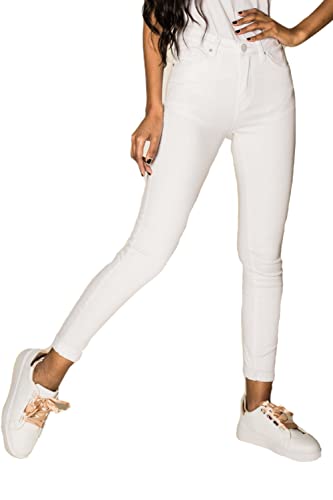 Nina Carter P056 Damen Jeanshosen Skinny Fit Jeans High Waist (Weiß (P109-2), XS) von Nina Carter