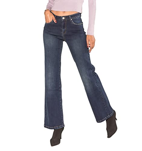 Nina Carter P080 Damen Jeanshosen Flared Bootcut High Waist Jeans (Dunkelblau (P080-2B), L) von Nina Carter