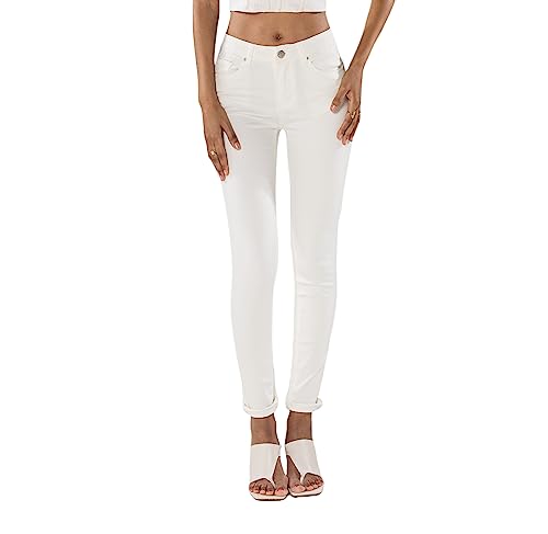 Nina Carter P106 Damen Jeanshosen Slim Fit Push-Up Skinny Jeans Mid-High Waist, Elfenbein (P106-12), L von Nina Carter