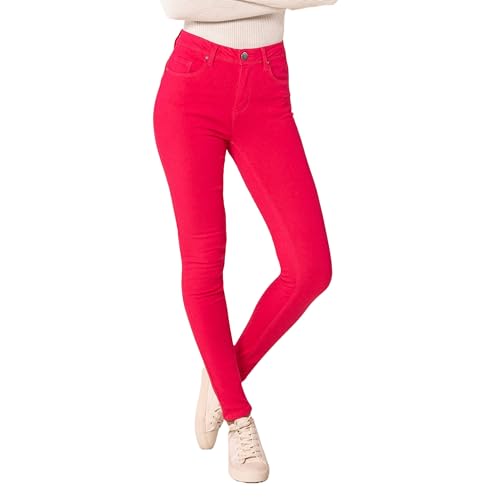 Nina Carter P106 Damen Jeanshosen Slim Fit Push-Up Skinny Jeans Mid-High Waist, Himbeere (P106-20), M von Nina Carter