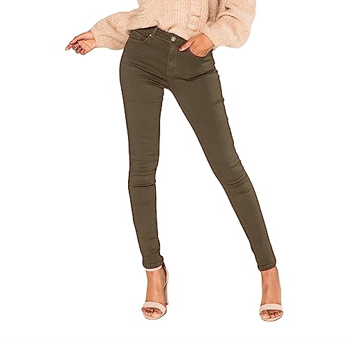 Nina Carter P106 Damen Jeanshosen Slim Fit Push-Up Skinny Jeans Mid-High Waist, Khaki (P106-2), L von Nina Carter