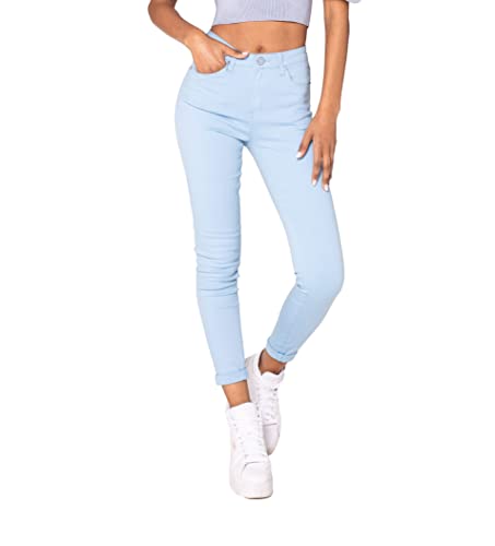 Nina Carter P109 Damen Skinny Fit Jeans High Waist Slim Hose Figurbetonte Stretch Jeanshose (Himmelblau (P109-14), S) von Nina Carter