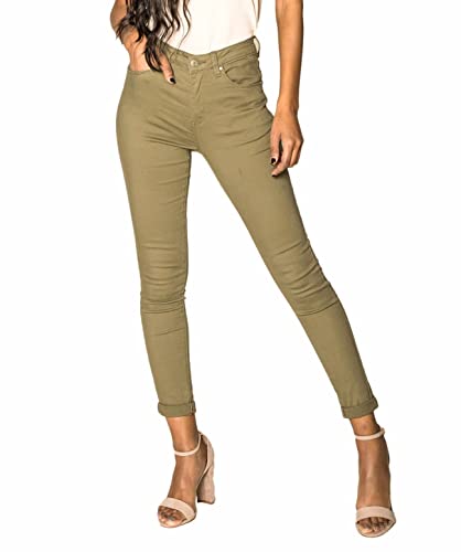 Nina Carter P109 Damen Skinny Fit Jeans High Waist Slim Hose Figurbetonte Stretch Jeanshose (Khaki (P109-9), XXL) von Nina Carter