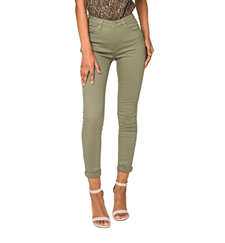 Nina Carter P109 Damen Skinny Fit Jeans High Waist Slim Hose Figurbetonte Stretch Jeanshose (Mandelgrün (P109-17), XXL) von Nina Carter