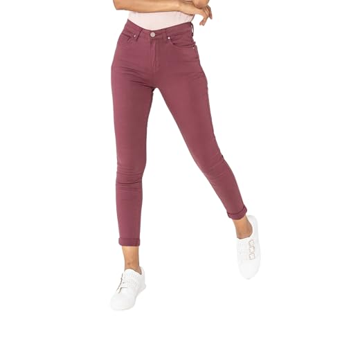 Nina Carter P109 Damen Skinny Fit Jeans High Waist Slim Hose Figurbetonte Stretch Jeanshose (Pflaume (P109-68), L) von Nina Carter