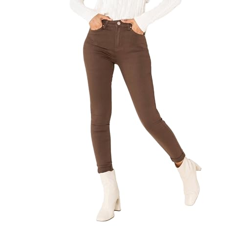 Nina Carter P109 Damen Skinny Fit Jeans High Waist Slim Hose Figurbetonte Stretch Jeanshose (Schokobraun (P109-67), S) von Nina Carter