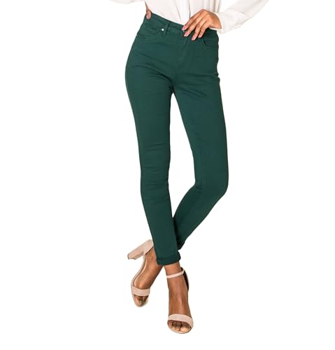 Nina Carter P109 Damen Skinny Fit Jeans High Waist Slim Hose Figurbetonte Stretch Jeanshose (Tannengrün (P056-9), XXL) von Nina Carter