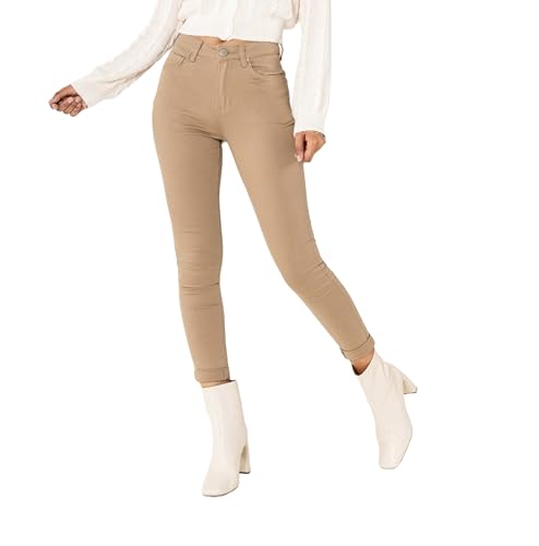 Nina Carter P109 Damen Skinny Fit Jeans High Waist Slim Hose Figurbetonte Stretch Jeanshose (Taupe (P109-65), XXL) von Nina Carter