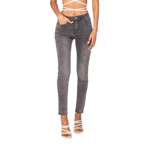 Nina Carter P120 Damen Skinny Fit Jeanshosen HIGH Waist Jeans Used-Look (Grau (P120-17), S) von Nina Carter