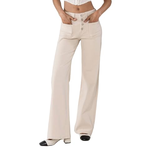 Nina Carter P139 Damen Jeanshosen Flared Bootcut High Waist Used Look Jeans (Creme (P139-69), M) von Nina Carter