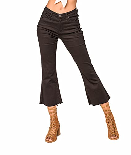 Nina Carter P161 Damen Bootcut Jeanshosen Flared Cropped Dreiviertel 7/8 Jeans (Schwarz (P161-1), S, s) von Nina Carter