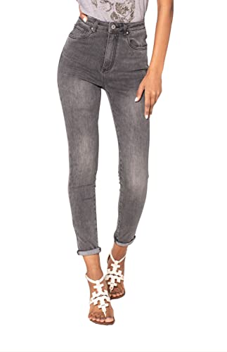 Nina Carter P190 Damen Skinny Fit Jeanshosen Extra HIGH Waist Jeans Used-Look (Grau (P190-17), L) von Nina Carter