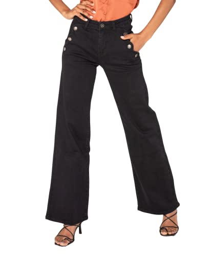 Nina Carter P195 Damen Jeanshosen Flared Bootcut High Waist Jeans (Schwarz (P195-8), L) von Nina Carter