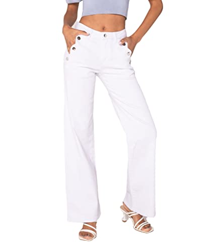 Nina Carter P195 Damen Jeanshosen Flared Bootcut High Waist Jeans (Weiß (P195-9), XL) von Nina Carter