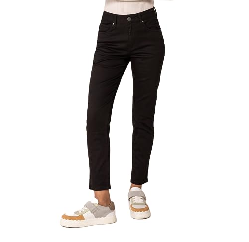 Nina Carter P210 Damen Mom Jeans High Waist Jeanshosen Used-Look Stretchjeans, Schwarz (P210-1), L von Nina Carter