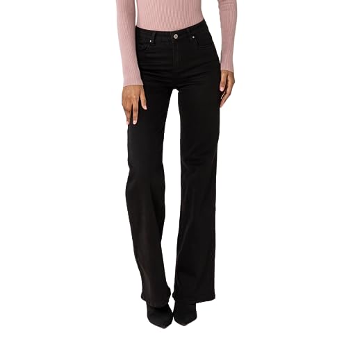 Nina Carter P211 Damen Tall Bootcut Jeans High Waist Schlaghosen Stretchjeans Jeanshosen Used-Look, Schwarz (P211-8), M von Nina Carter