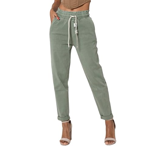 Nina Carter P500 Damen Jogginghose High Waist Jeanshosen Sommer Jeans (Khaki (P500-3), XL) von Nina Carter