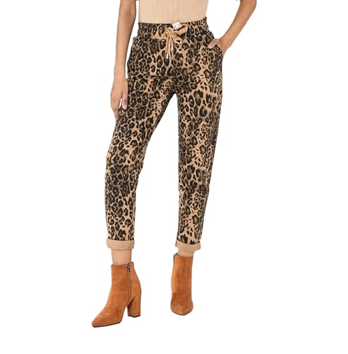Nina Carter P500 Damen Jogginghose High Waist Jeanshosen Sommer Jeans (Leopard (P500-71), XL) von Nina Carter