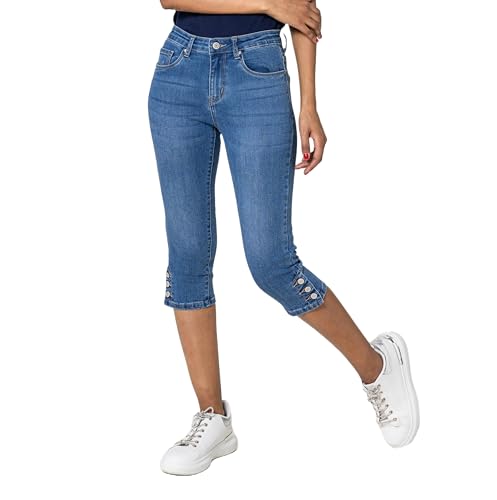 Nina Carter P516 Damen Capri Slim Fit Jeanshosen HIGH Waist Sommer Jeans (Blau (P516-5), S) von Nina Carter
