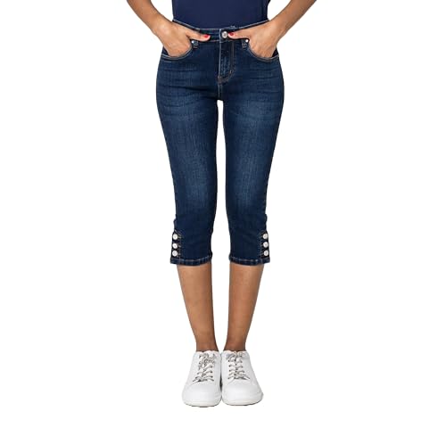 Nina Carter P516 Damen Capri Slim Fit Jeanshosen HIGH Waist Sommer Jeans (Dunkelblau (P516-2), XXL) von Nina Carter