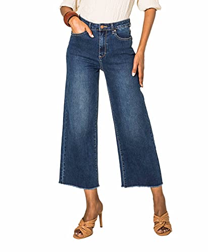 Nina Carter Q1850 Damen Jeanshosen Flared Cropped Dreiviertel 7/8 Jeans (Blau (Q1850-1), XS, x_s) von Nina Carter