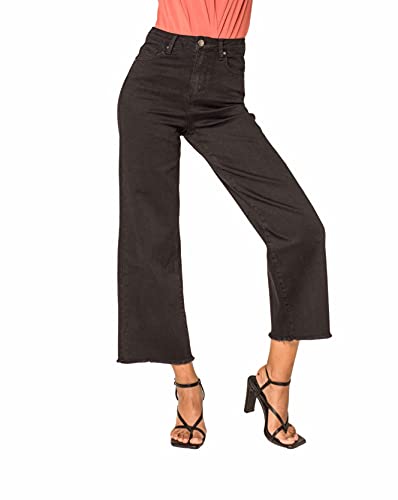 Nina Carter Q1850 Damen Jeanshosen Flared Cropped Dreiviertel 7/8 Jeans (Schwarz (Q1850-2), XS, x_s) von Nina Carter