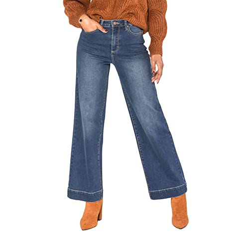 Nina Carter Q1878 Damen Jeanshosen Flared Bootcut High Waist Jeans (S, Blau (Q1878-3)) von Nina Carter