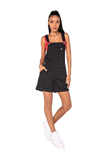 Nina Carter S511 Damen kurze Latzhose Jeans Boyfriend Denim Overall Jumpsuit Used-Look Sommeroverall (S, Schwarz (S511-6)) von Nina Carter