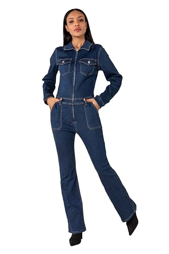 Nina Carter S536 Damen Jeans-Overall Slim Fit Jumpsuit Denim-Overall (Dunkelblau (S536), L) von Nina Carter