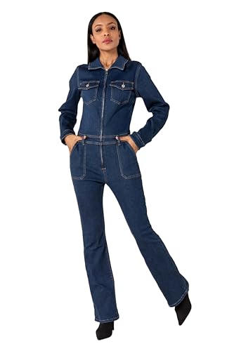 Nina Carter S536 Damen Jeans-Overall Slim Fit Jumpsuit Denim-Overall (Dunkelblau (S536), S) von Nina Carter