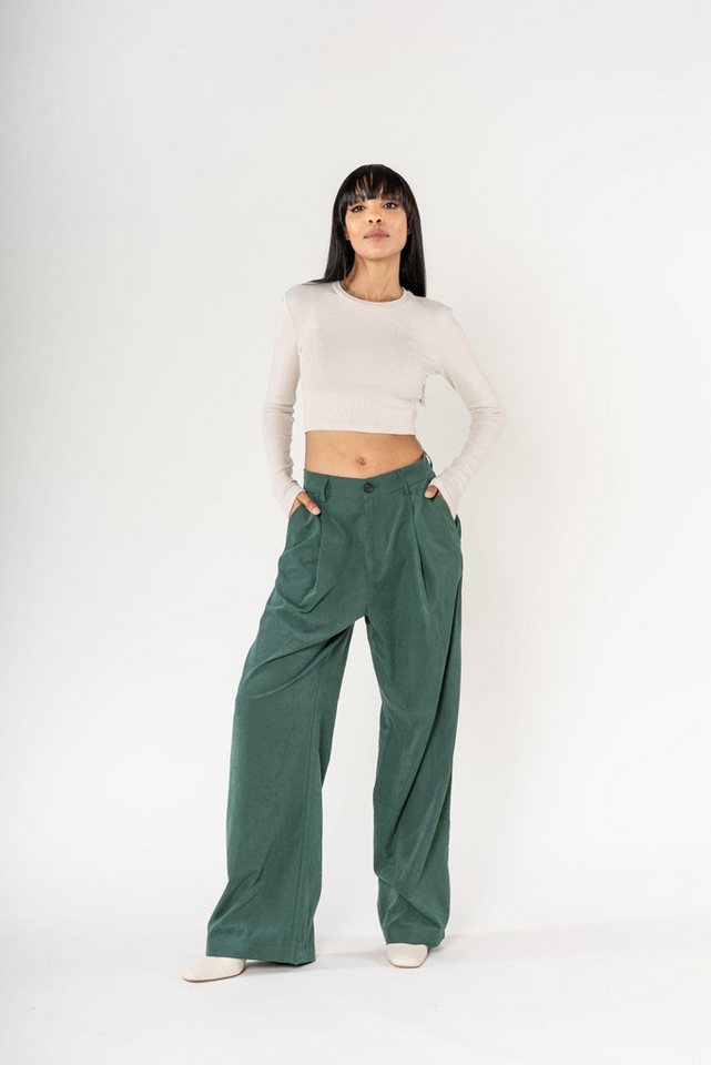 Nina Carter Stoffhose Weites Design Samt mit Elegant Lockerem Beinschnitt Pantalon large habillé von Nina Carter