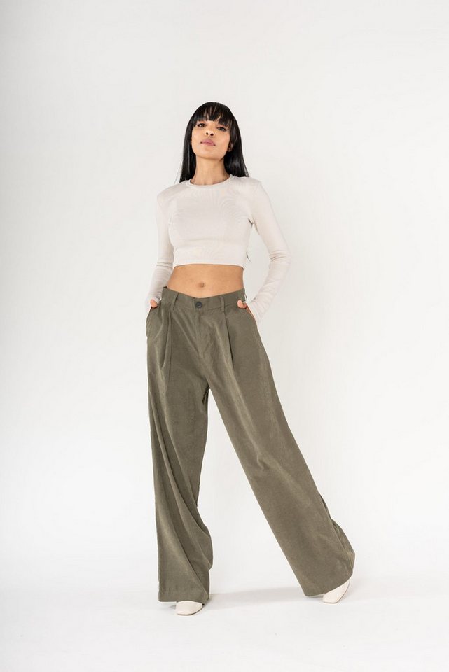 Nina Carter Stoffhose Weites Design Samt mit Elegant Lockerem Beinschnitt Pantalon large habillé von Nina Carter
