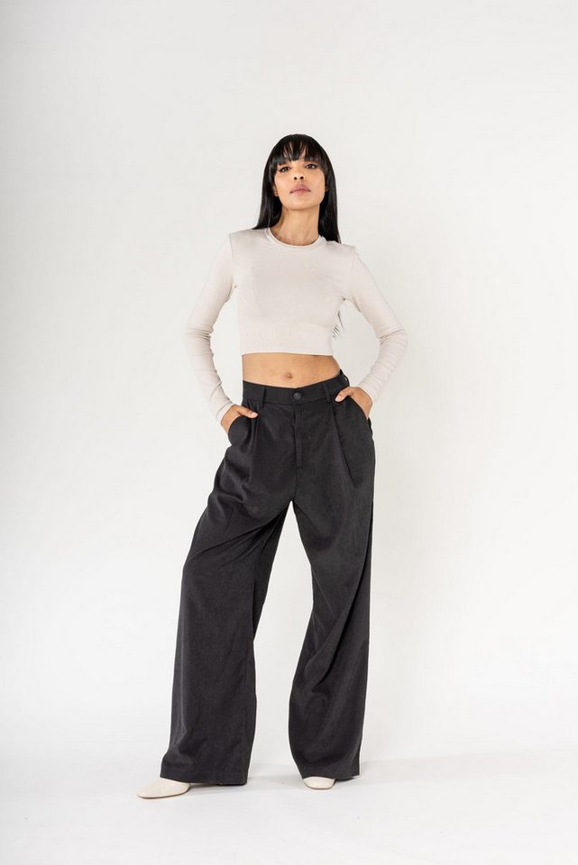 Nina Carter Stoffhose Weites Design Samt mit Elegant Lockerem Beinschnitt Pantalon large habillé von Nina Carter
