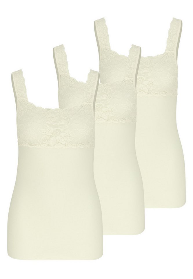 Nina Von C. Unterhemd 3er Pack Fine Cotton (Spar-Set, 3-St) Unterhemd / Top - Baumwolle - Atmungsaktiv - Mit Spitzen-Details von Nina Von C.