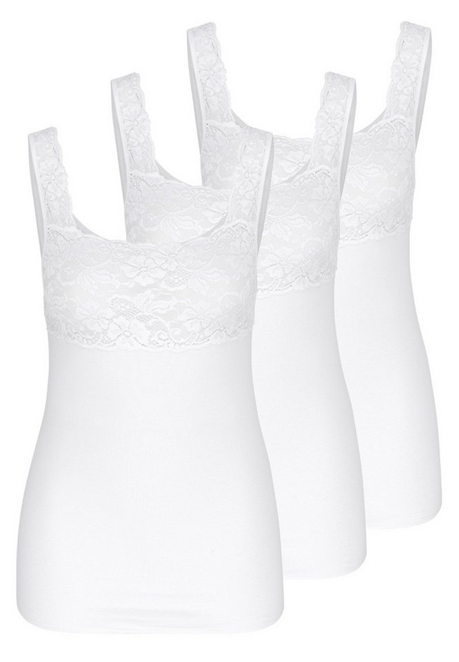 Nina Von C. Unterhemd 3er Pack Fine Cotton (Spar-Set, 3-St) Unterhemd / Top - Baumwolle - Atmungsaktiv - Mit Spitzen-Details von Nina Von C.