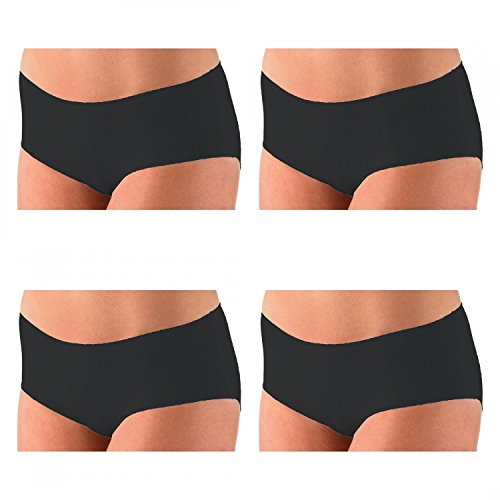 Nina von C 4 x Damen Basic Hipster Pant Boxer Slip Sport Farben zur Auswahl, Grösse:XXL - 44;Farbe:schwarz von Nina von C