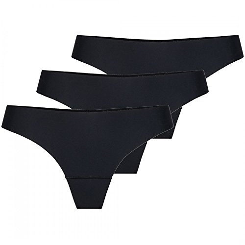 Nina von C. 3 x Damen Secret Basic String Tanga Sport Farben zur Auswahl, Farbe:schwarz, Grösse:40 - L von Nina von C.