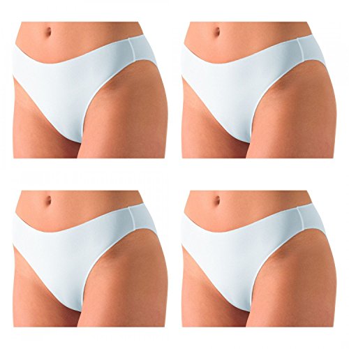 Nina von C. 4 x Damen Basic Minislip Slip Sport Farben zur Auswahl, Grösse:M - 38;Farbe:Weiss von Nina von C.