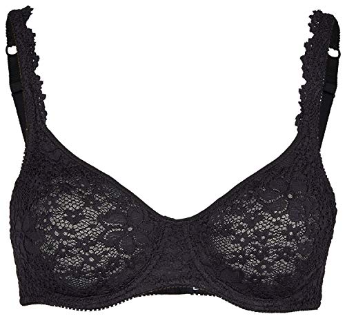 Nina von C. Damen Bügel BH Bra Büstenhalter gemoldet mit hochwertiger Spitze schwarz, Farbe:schwarz, Grösse:80 E von Nina von C.