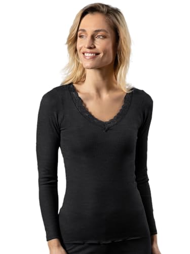 Nina von C. Damen Langarm-Shirt Wool Silk 29 470 846 0 Gr. 38 in Schwarz von Nina von C