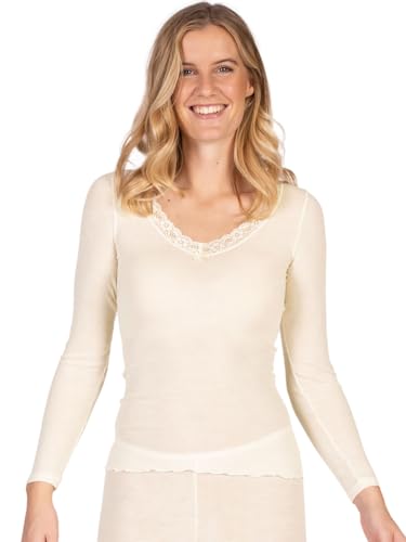 Nina von C. Damen Langarm-Shirt Wool Silk 29 470 846 0 Gr. 42 in Champagner von Nina von C