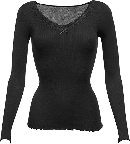 Nina von C. Damen-Unterhemd, Langarm Feinripp schwarz Größe 38 von Nina von C