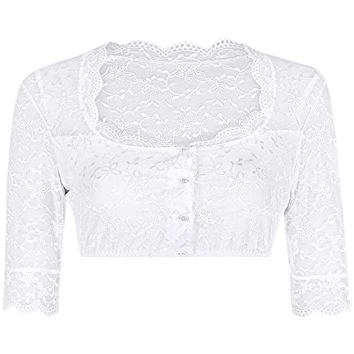 Nina von C. Dirndlbluse 48 466 971 0 Spitze weiß | Damen Dirndl-Bluse mit Bogenkante | runder Ausschnitt Gr 34 von Nina von C