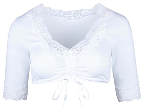 Nina von C. Dirndlbluse 82 463 648 Damen weiß | Jersey Spitze V- Ausschnitt | halbarm Gr. 48 von Nina von C