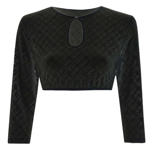 Nina von C. Dirndlbluse Mel Rauten Spitze | Damen Dirndl-Bluse Tropfen-Ausschnitt 3-4-Arm | schwarz 36 von Nina von C