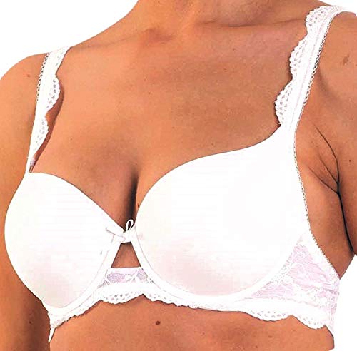 Nina von C. GLATT Dirndl Push Up BH/Bra Büstenhalter Spitze Wiesn Farbwahl, Farbe:Weiss, Grösse:85 D von Nina von C.